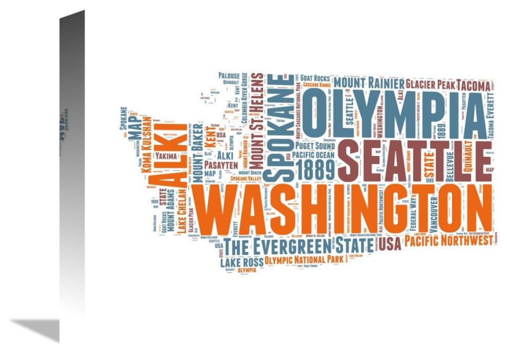 "Washington Word Cloud Map" Fine Art Print