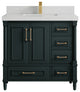 Aberdeen 36 Center Sink Bath Vanity in Dark Forest Green 2" Carrara Quartz