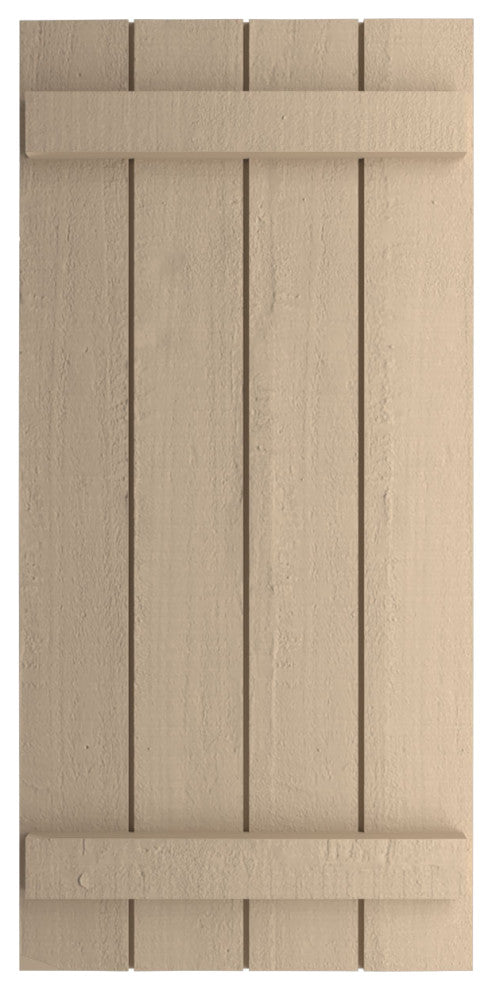 Rustic 4 Board Joined B-N-B Faux Wood Shutters, Rough Cedar, 22x36"