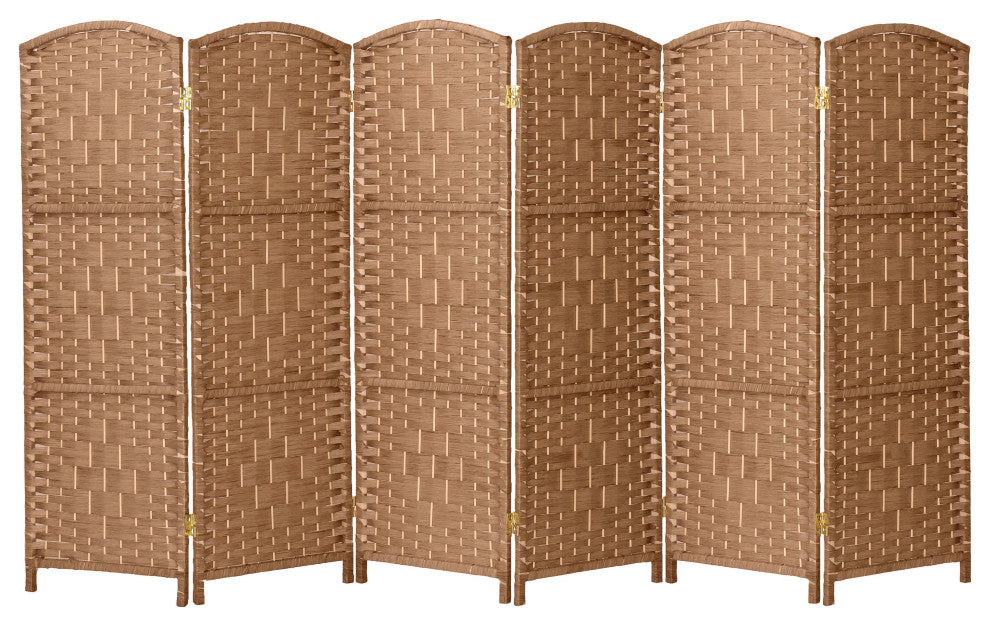 4 ft. Short Diamond Weave Fiber Room Divider Natural 6 Panel