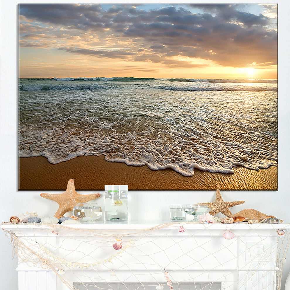 "Bright Cloudy Sunset in Calm Ocean" Seascape Wall Art, 40"x30"
