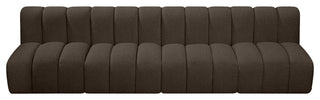 Arc Boucle Fabric Upholstered 4-Pc. Modular Sofa, Brown