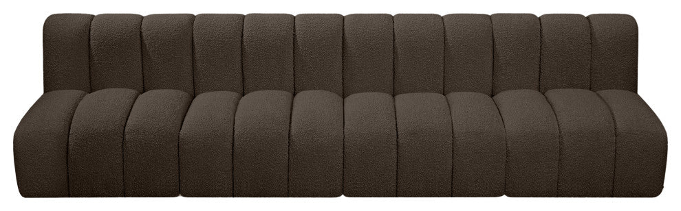Arc Boucle Fabric Upholstered 4-Pc. Modular Sofa, Brown