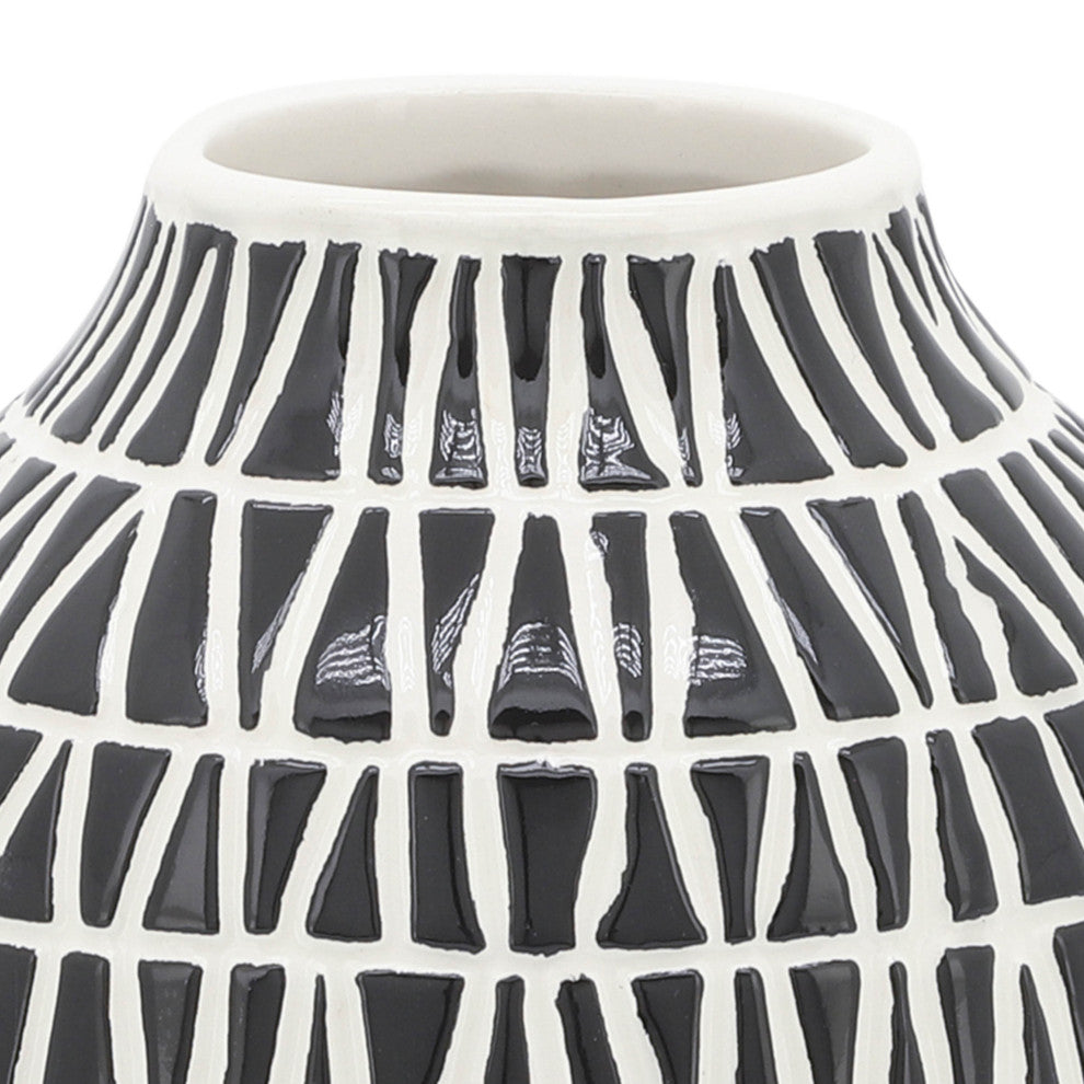 Ceramic 5" Tribal Vase, Black