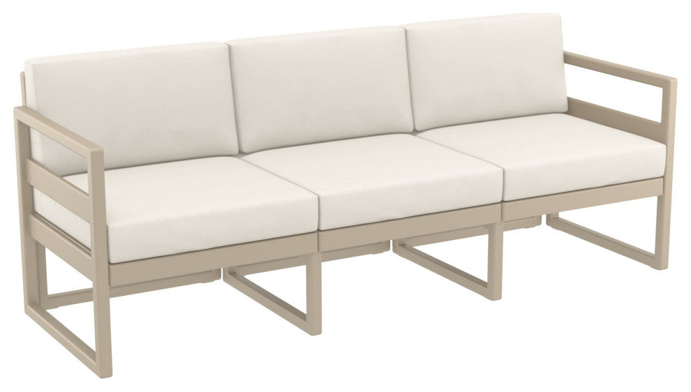 Mykonos Patio Sofa Taupe With Acrylic Fabric Natural Cushion