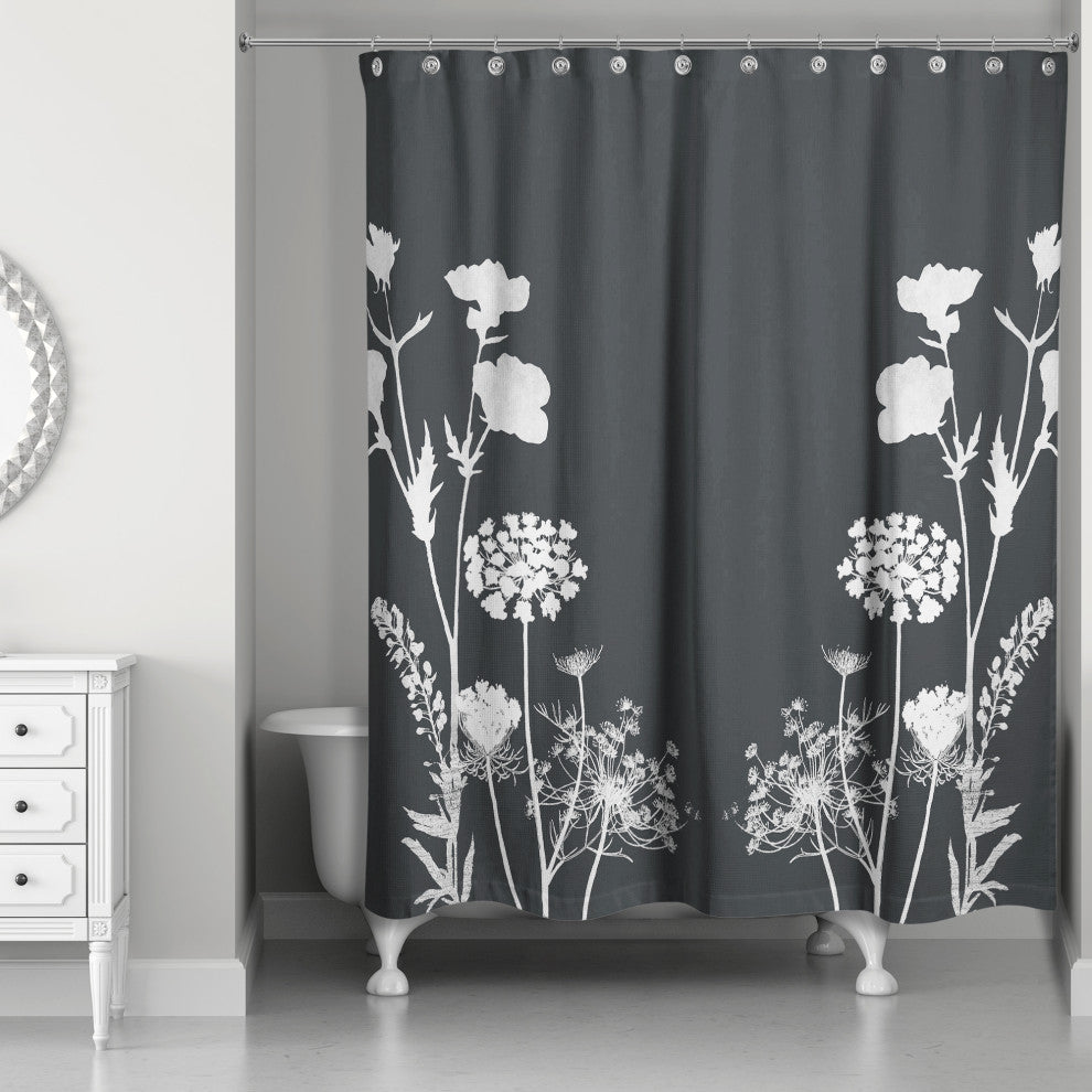 Plant Silhouettes 1 71x74 Shower Curtain