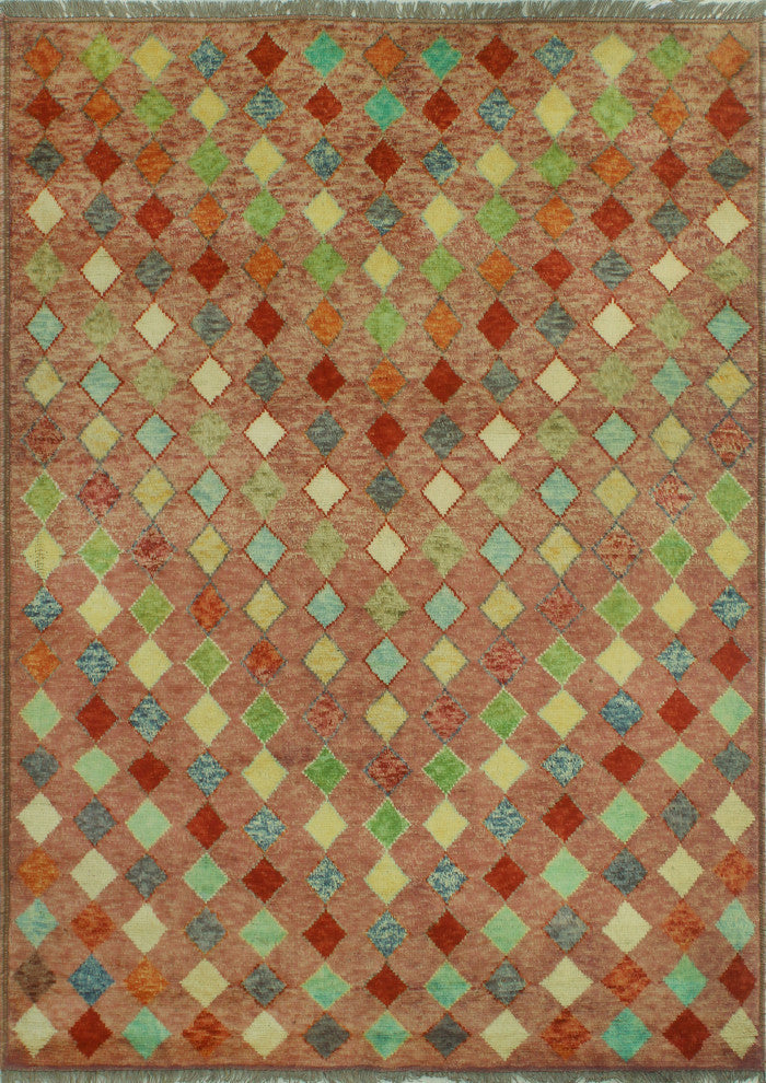 Balochi Yehuda Rose/Green Rug, 5'0x6'8