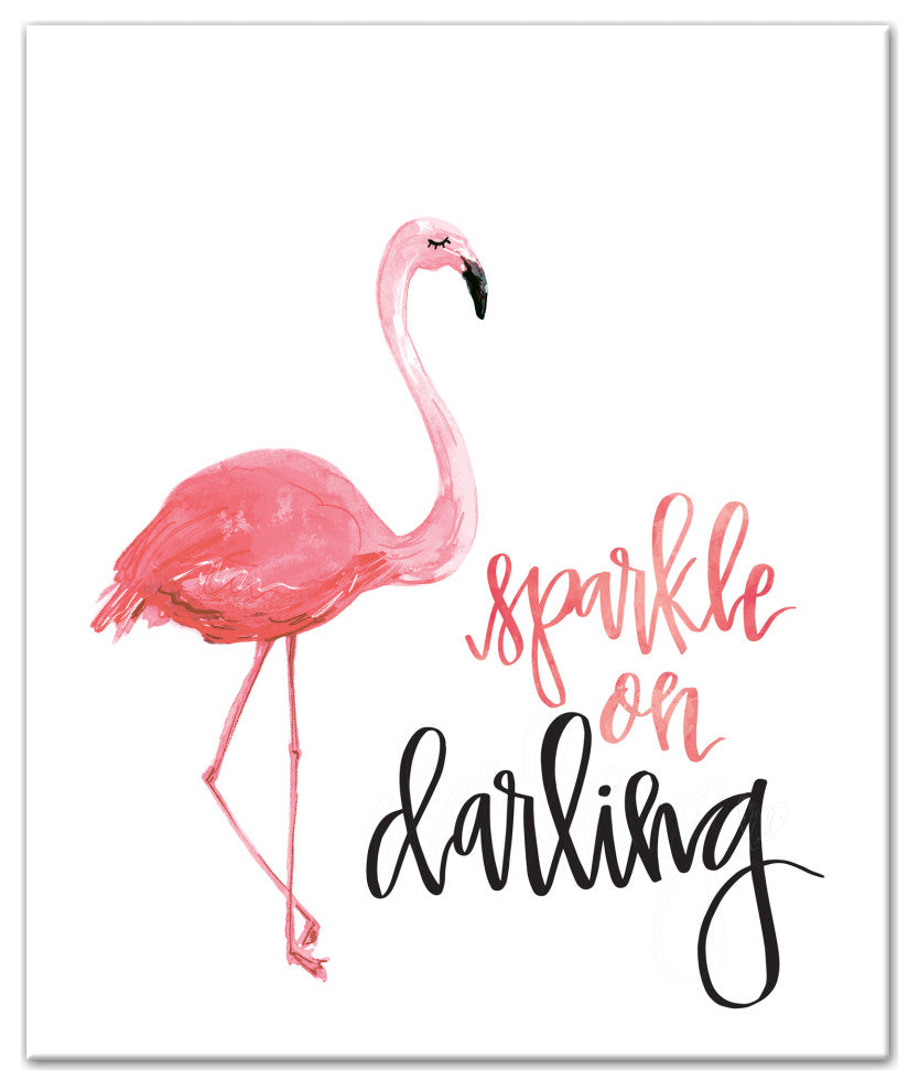 Flamingo Sparkle On Darling 20x24 Canvas Wall Art