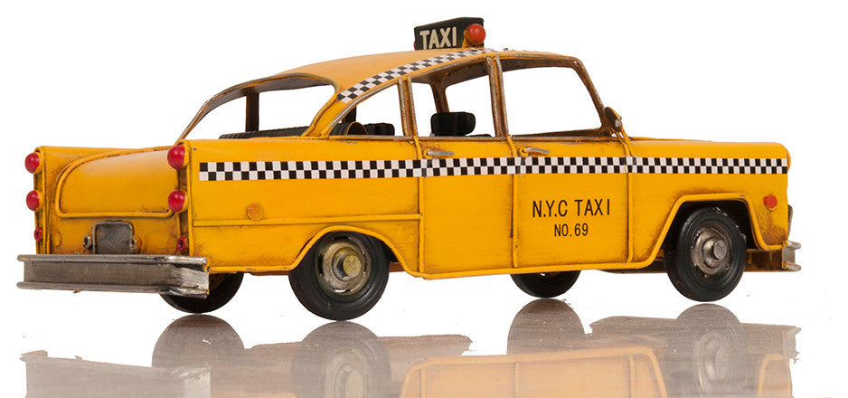 Handmade Classic New York City Taxi Model, Collectible Metal Scale Model Taxi