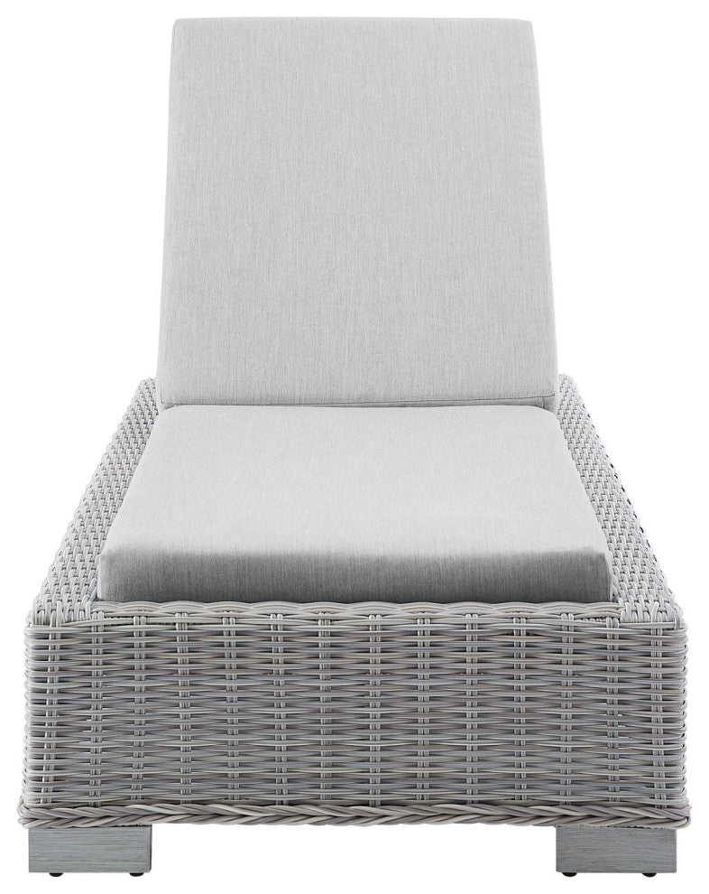 Lounge Chair Chaise, Sunbrella, Rattan, Wicker, Gray, Modern, Outdoor Patio