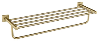 Ventus Bathroom Shelf With Towel Bar, Brushed Gold