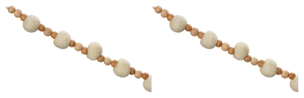 Wood Beaded String Garland, Set of 2