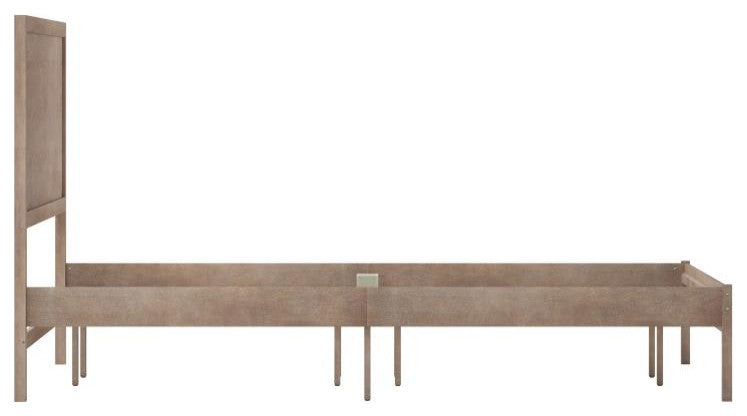 Asher Solid Wood Platform Bed with Wooden Slats and Headboard, Light Brown, King