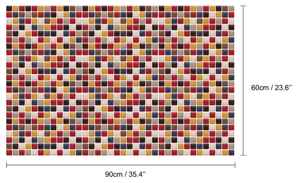 Cream Brown and Cherry Glitter Mosaic 3D Tile Sticker, Set of 12