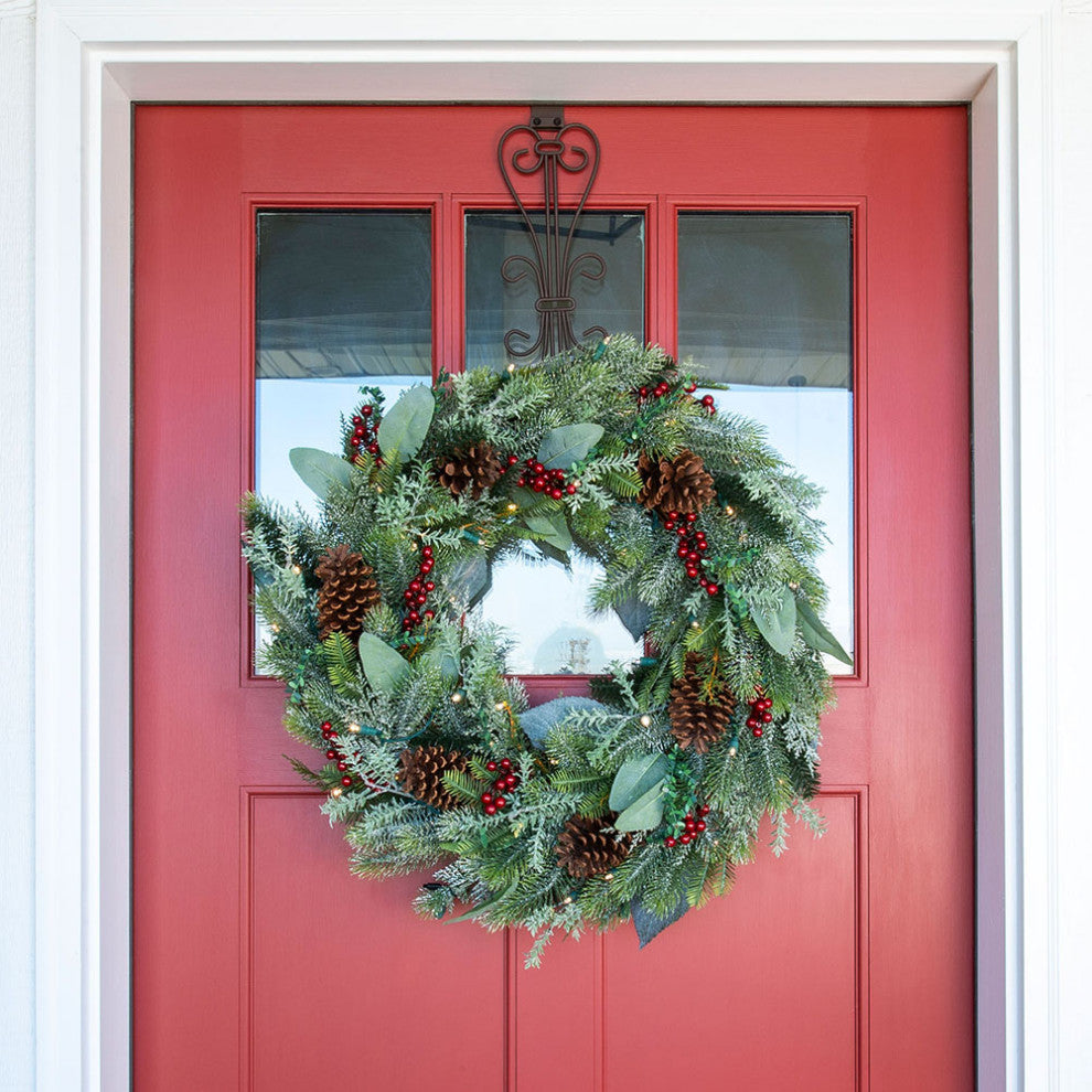 30" Lighted Christmas Wreath, Winter Frost