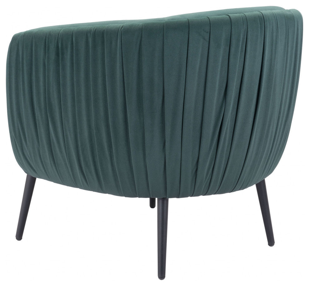 Dark Green Velvet Pleated Club Accent Chair