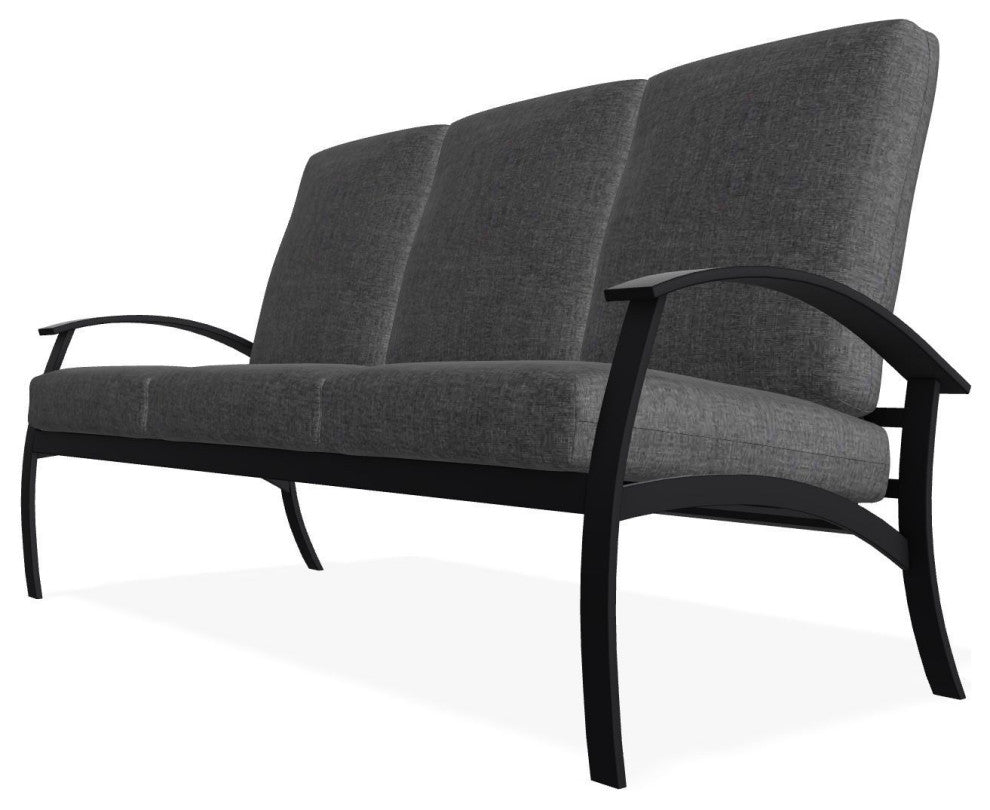 Belle Isle Cushion 3-Seat Outdoor Sofa, Slate/Black