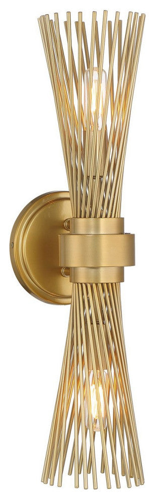 Longfellow 2-Light Wall Sconce, Burnished Brass