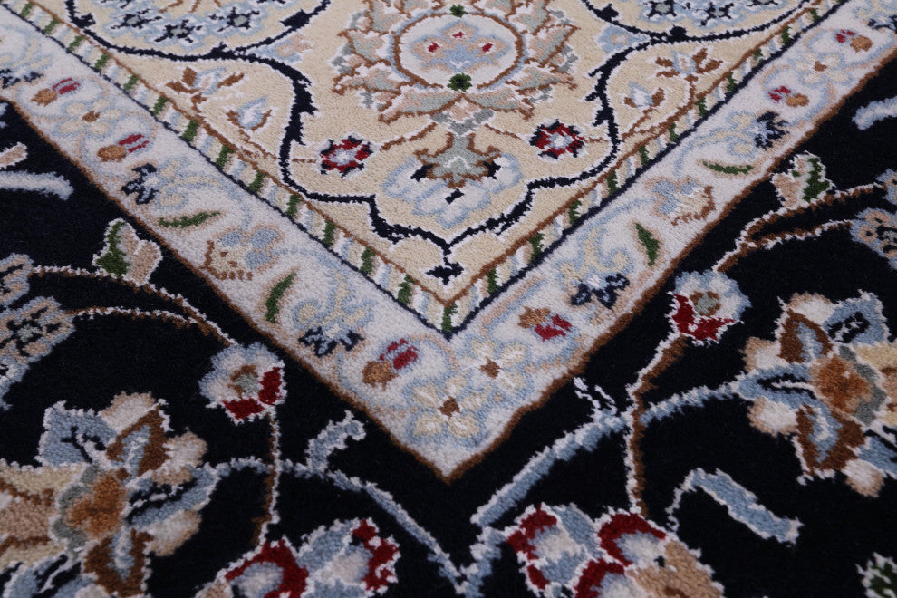 5' 10" X 9' 1" Wool & Silk Persian Nain Hand-Knotted Rug - Q14734