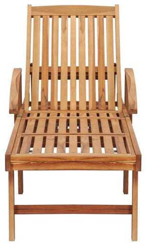 vidaXL Deckchair Patio Lounge Chair Sunbed with Table 2 Pcs Solid Teak Wood