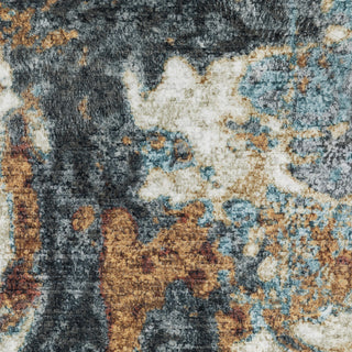 Sasha Abstract Earth Machine Washable Rust/Blue Area Rug Mat 7'6" x 10'