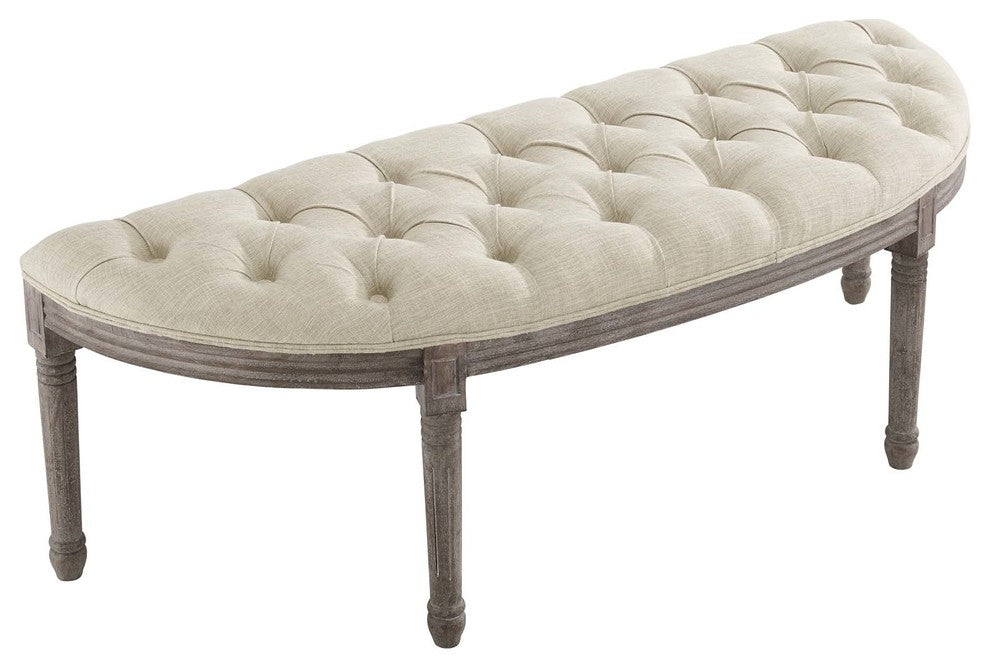 Esteem Vintage French Upholstered Fabric Semi-Circle Bench
