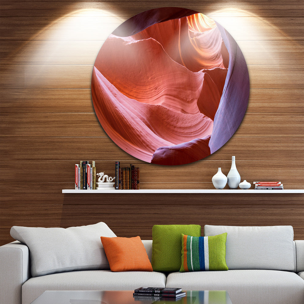 Sandstone Waves In Canyon, Landscape Photo Disc Metal Wall Art, 11"