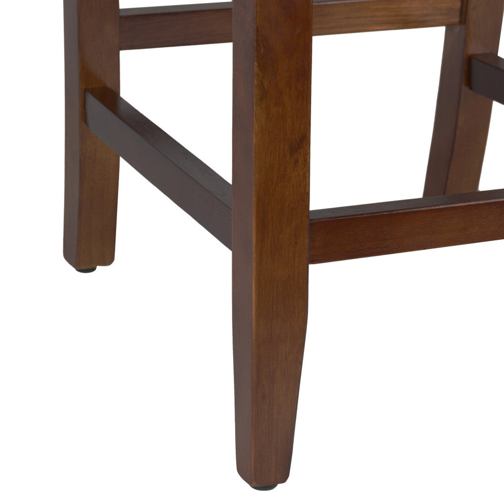 Benzara BM195060 24" Bar Stool With Faux Leather Padded Seat, Black and Brown