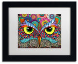 Hello Angel 'Owl Face' Art, Black Frame, White Mat, 14x11