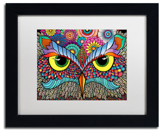 Hello Angel 'Owl Face' Art, Black Frame, White Mat, 14x11