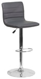 Contemporary Gray Vinyl Adjustable Barstool With Chrome Base