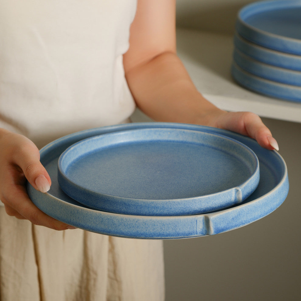 Stone Lain Bao Stoneware Salad Plate Set of 4, Blue