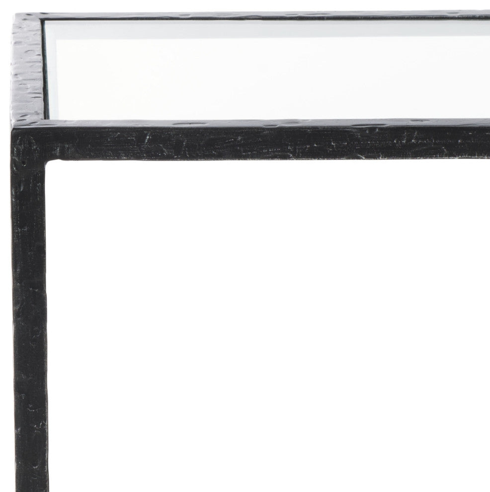 Safavieh Couture Tauri Metal Console Table, Black/Clear