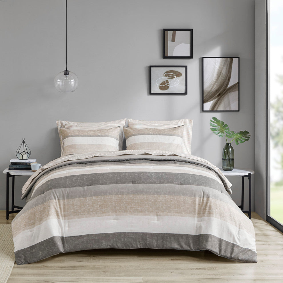 Madison Park Essentials Jaxon Stripe Comforter Set With Bed Sheets