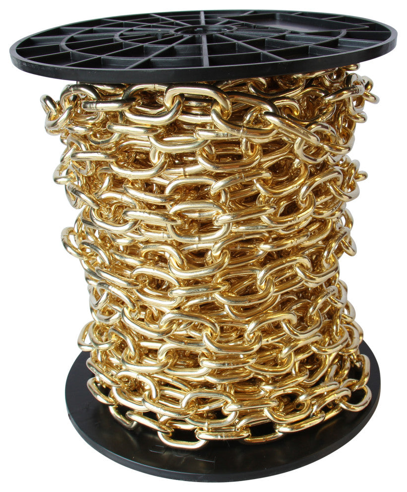 RCH Hardware Steel Standard Link Chandelier Chain, 65 Reel, Polished Brass, W30