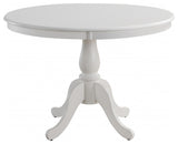 42" White Round Turned Pedestal Base Wood Dining Table