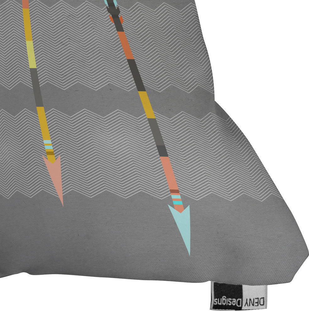 Deny Designs Iveta Abolina Gray Pastel Feathers Outdoor Throw Pillow