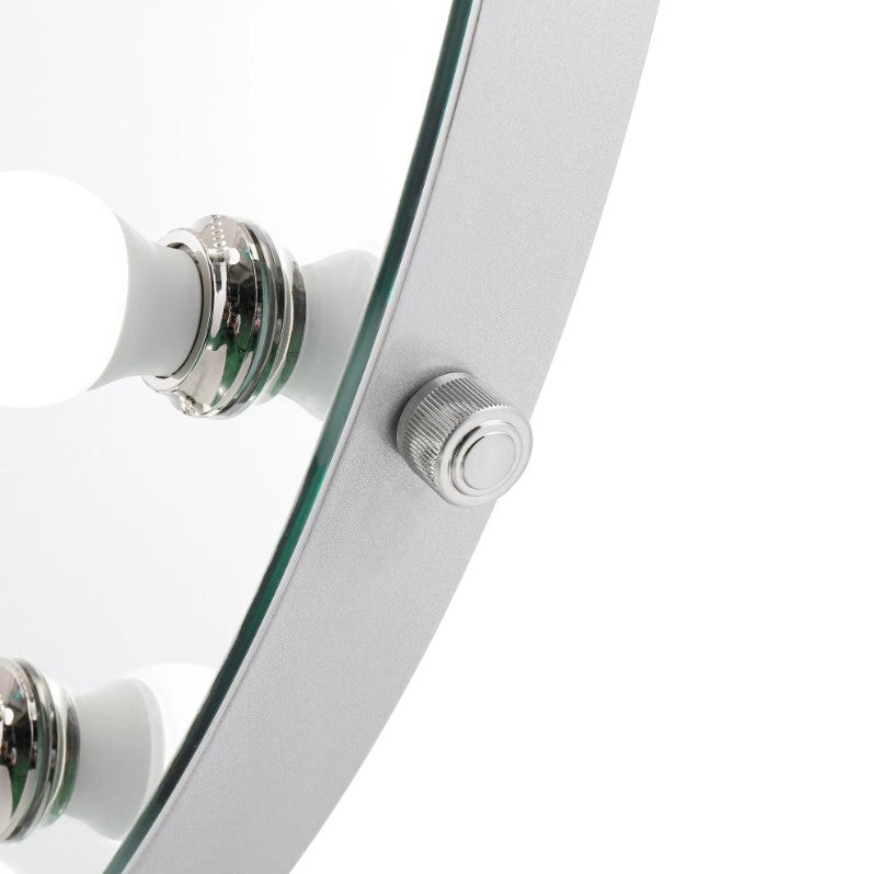 Monarch Plus Vanity Mirror, Silver, Led Globe Bulbs