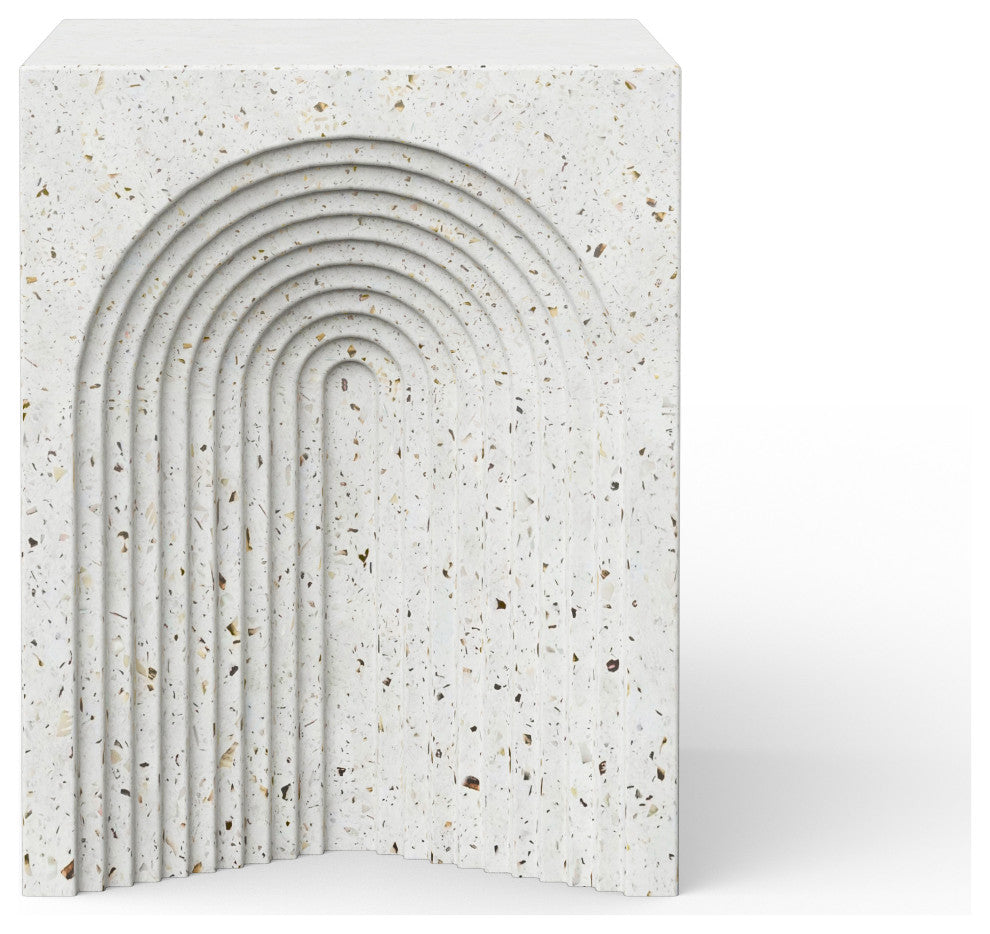 Orion Ivory Terrazzo Concrete Made Outdoor Stool