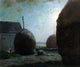 Dwight W Tryon Newbury Haystacks in Moonlight, Gallery Wrapped Canvas, 20"x25"