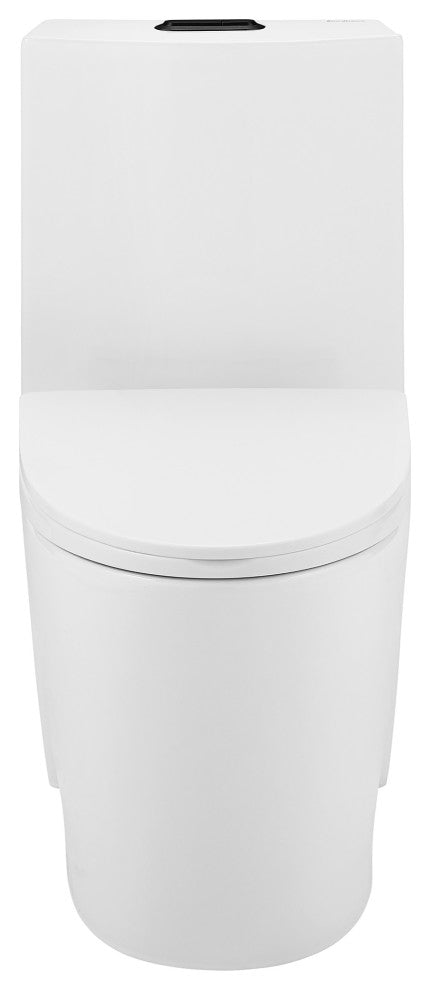 St. Tropez Elongated Toilet, Dual Vortex Flush, Glossy White With Black Hardware