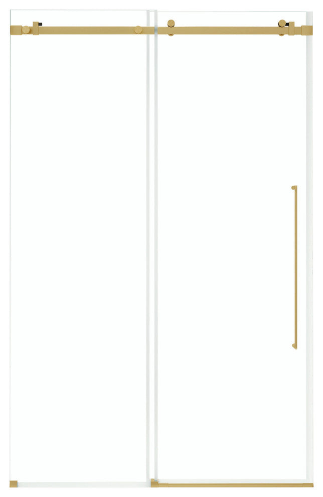Selby Frameless Sliding Clear Alcove Shower Door, Brushed Gold, 48"