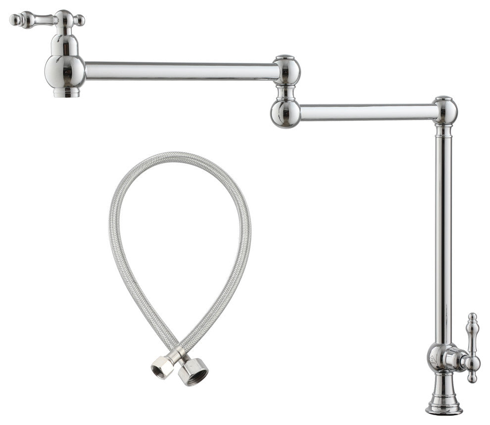 Deck-Mounted Double Handle Pot Filler Kitchen Faucet Stove Faucet, Chrome Plating