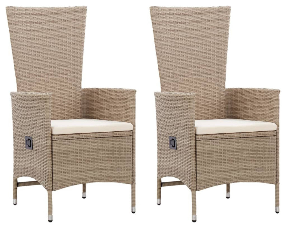 Vidaxl Outdoor Chairs, Set of 2, With Cushions Poly Rattan Beige