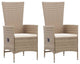 Vidaxl Outdoor Chairs, Set of 2, With Cushions Poly Rattan Beige
