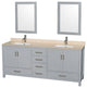 Wyndham WCS141480DGYIVUNSM24 80 inch Vanity in Gray with Ivory Marble and Square