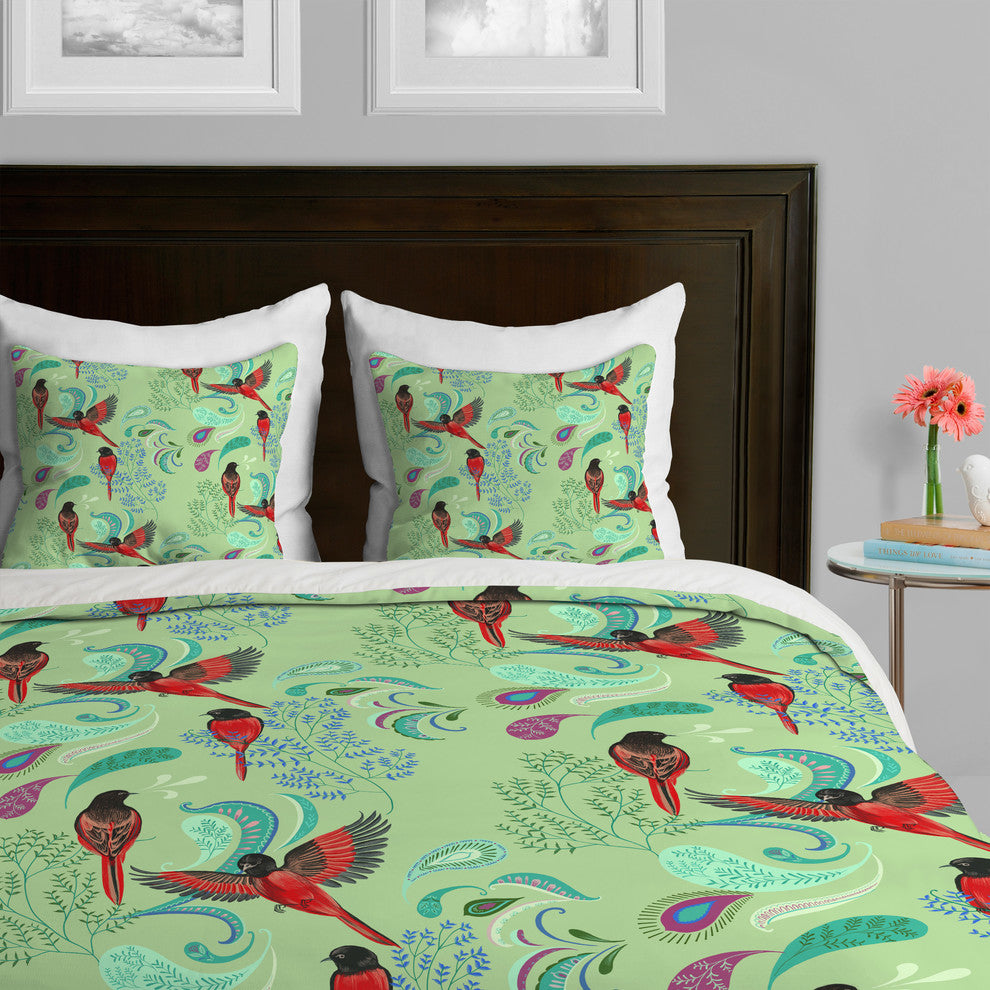 Deny Designs Pimlada Phuapradit Scarlet Minivet Duvet Cover-Lightweight