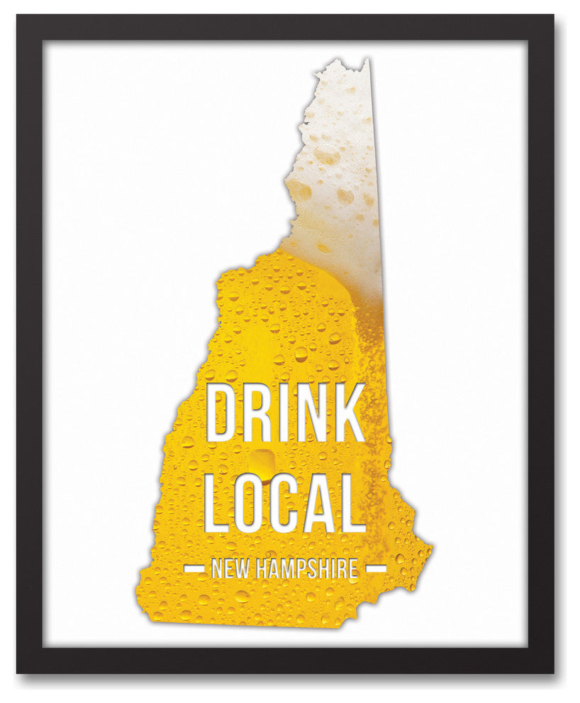 New Hampshire Drink Local Beer Wall Art, Framed Canvas