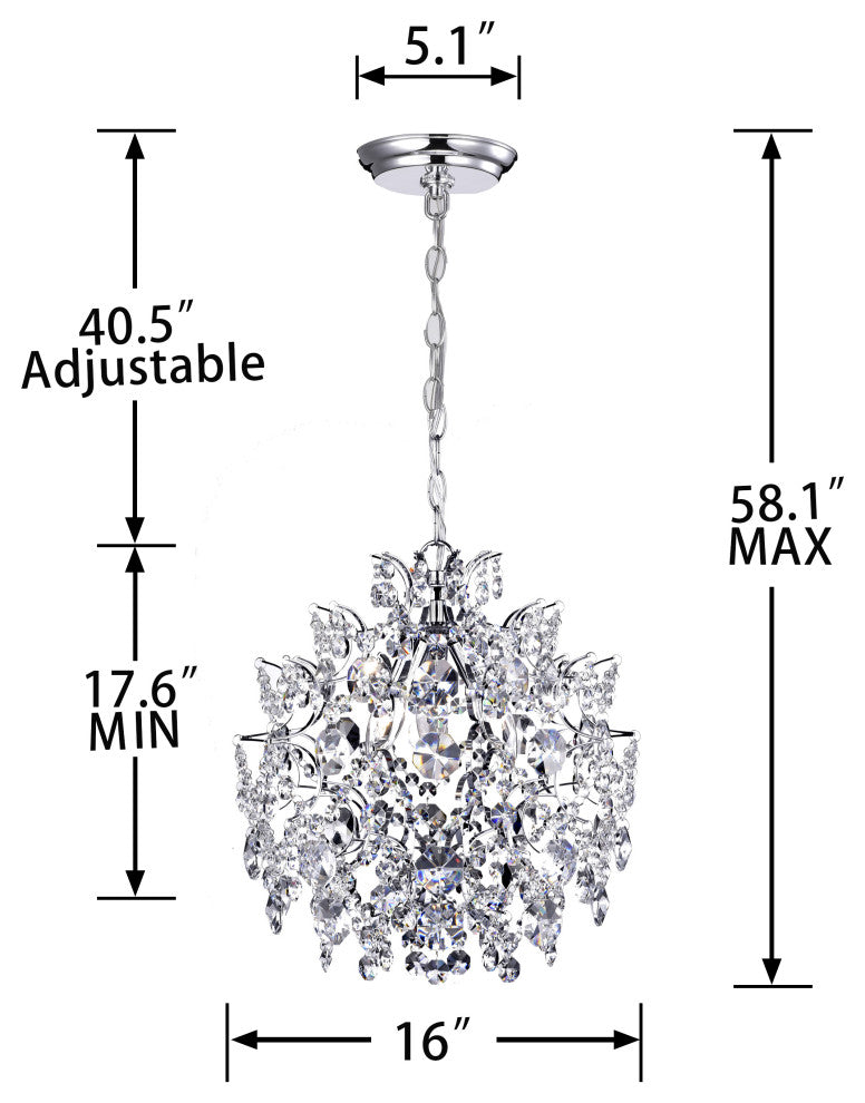 Belle Elegant 3-Light Glam Crystal Chandelier