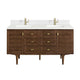Amberly 30" Single Vanity, Mid-Century Walnut, 60", White Zeus, Single-Hole
